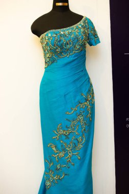 Bangkok, Tayland - 12 Ekim 2019; Tayland Geleneksel Ulusal Kostümleri Genel Postane 'de 