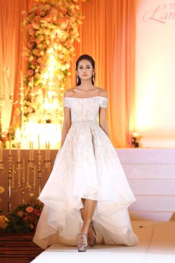 Bangkok, Thailand - April 8, 2018 ; Model walks in Fashion Show of Wedding Dress in 