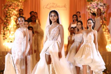 Bangkok, Thailand - April 8, 2018 ; Model walks in Fashion Show of Wedding Dress in 