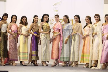 Samutsakorn, Thailand - April 19, 2018 ; Models walk in opening Show of Beauty Pageant Contest 