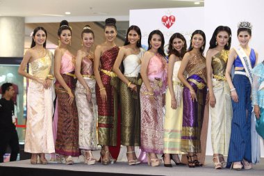 Samutsakorn, Thailand - April 19, 2018 ; Models walk in opening Show of Beauty Pageant Contest 