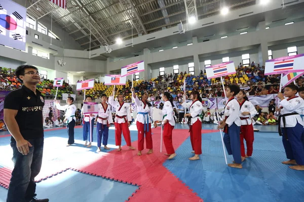 Bangkok Tajlandia Czerwca 2018 Otwarcie Parady Lekkoatletów Little Taekwondo Walce — Zdjęcie stockowe