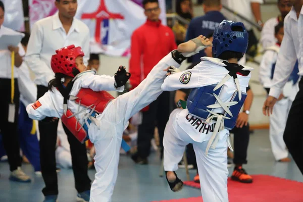 Bangkok Thailand July 2018 Taekwondo Athlete Many Countries Fight Together — Stock Photo, Image