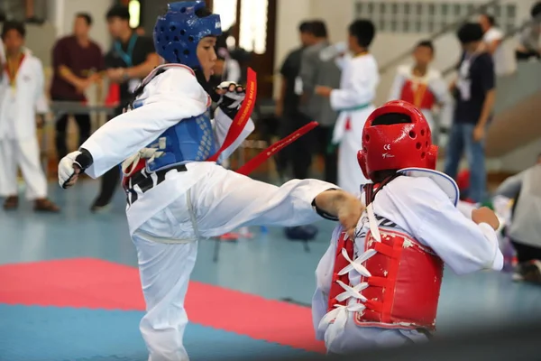 Bangkok Thailand July 2018 Taekwondo Athlete Many Countries Fight Together — Stock Photo, Image