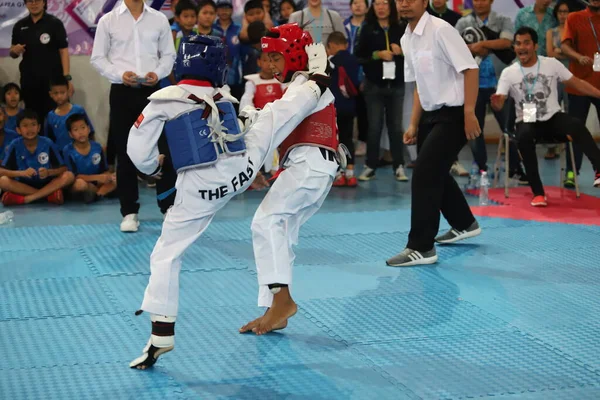 Bangkok Thailand July 2018 Taekwondo Athlete Many Countries Fight Together — Stock fotografie