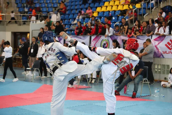 Bangkok Thailandia Luglio 2018 Taekwondo Atleta Molti Paesi Combatte Insieme — Foto Stock