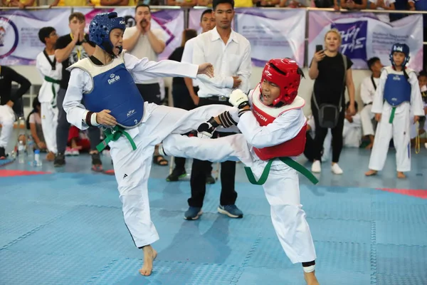 Bangkok Thailand July 2018 Taekwondo Athlete Many Countries Fight Together — Stock Photo, Image