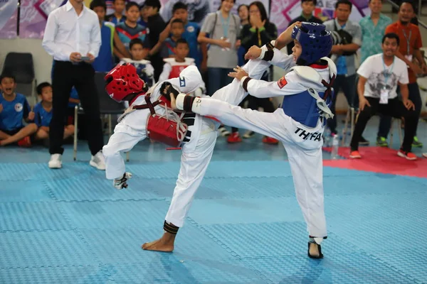 Bangkok Thailand July 2018 Taekwondo Athlete Many Countries Fight Together — Stock Photo, Image