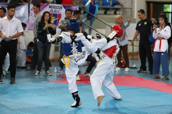 Bangkok Thailandia Luglio 2018 Taekwondo Atleta Molti Paesi Combatte Insieme — Foto Stock