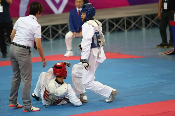 Bangkok Thailand June 2018 Taekwondo Athlete Many Countries Fight Together — Stock Photo, Image