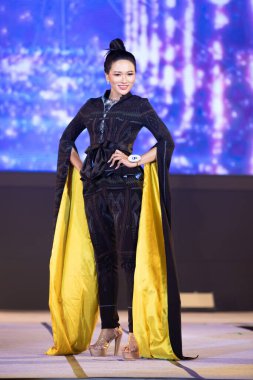 Udonthani, Thailand - July 23, 2019 ; Miss Thailand 2019 Udonthani, Beautiful Contestants present fashion show on stage with evening gown Colorful Dress Costume at Montatip Hall
