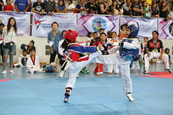 Bangkok Thailandia Giugno 2018 Taekwondo Atleta Proveniente Molti Paesi Combatte — Foto Stock