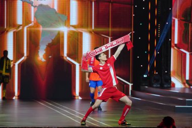 Krinica, Poland - December 02, 2017 ; Mister Supranational 2017, Final Round of World Contest for Best Handsome Gentleman in the World at Hotel Krinica, Football Soccer sport wear session