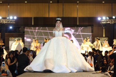 Bangkok, Thailand - May 24, 2017 ;  Lifeford Enchanted Princess Bridal Makeup 2017, Final Round at Bangkok Convention Hall, wedding dress gown fashion show