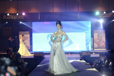 Bangkok, Thailand - May 24, 2017 ;  Lifeford Enchanted Princess Bridal Makeup 2017, Final Round at Bangkok Convention Hall, wedding dress gown fashion show