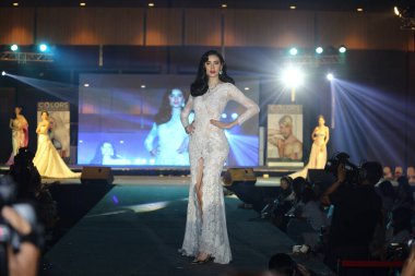 Bangkok, Thailand - May 24, 2017 ;  Lifeford Enchanted Princess Bridal Makeup 2017, Final Round at Bangkok Convention Hall, wedding dress gown fashion show