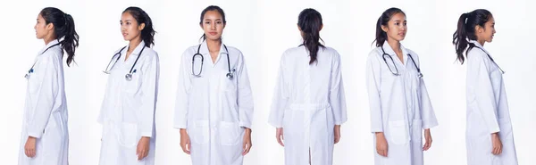 Professionell Asiatisk Vacker Doktor Sjuksköterska Kvinna Labcoat Uniform Hår Stetoskop — Stockfoto