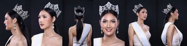 Collage Paquete Grupo Miss Concurso Desfile Asiático Vestido Noche Vestido —  Fotos de Stock