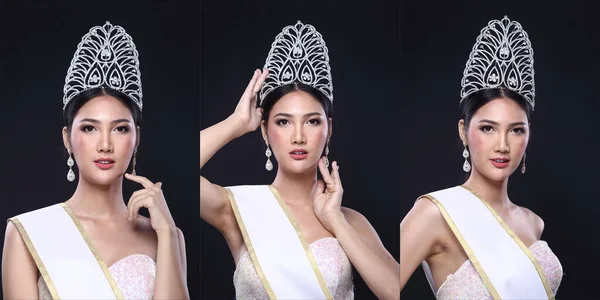 Collage Group Pack Portrait Von Miss Pageant Contest Asian Evening — Stockfoto