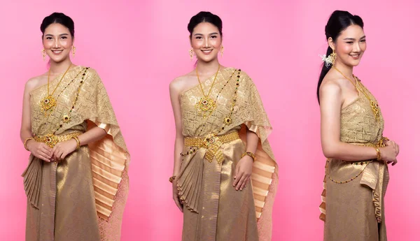 Golden Dress Thai Hagyományos Jelmez Vagy Délkelet Ázsia Arany Öltöztetős — Stock Fotó