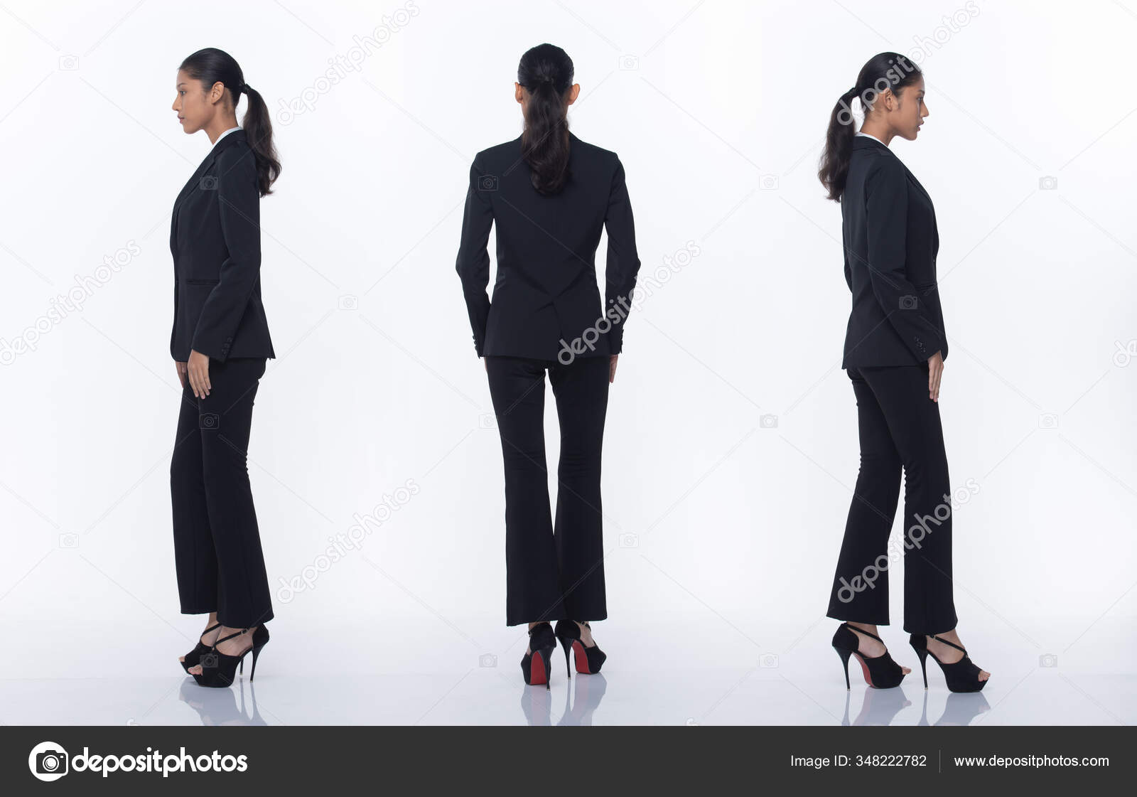 Collage Group Pack Full Length Snap Figure Asian Business Woman