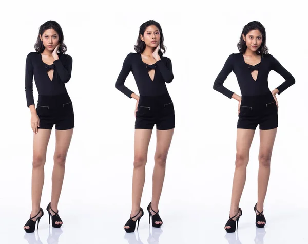 Collage Group Pack Full Length Body Snap Divat Fiatal Ázsiai — Stock Fotó