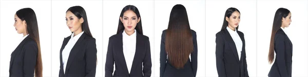 Collage Grupp Pack Porträtt Snap Figure Asian Business Woman Stand — Stockfoto