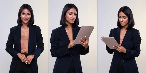 Indian Arab Business Woman Stand Formellt Ordentlig Kostym Byxor Och — Stockfoto