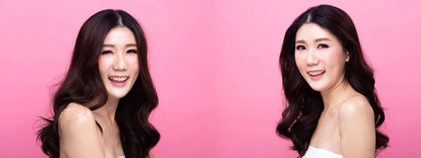Kolaj Grubu Moda Genç Yaşlardaki Asyalı Kadın Güzel Siyah Saçlı — Stok fotoğraf