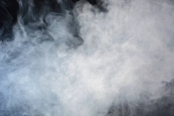 Dense Fluffy Puffs White Smoke Fog Black Background Abstract Smoke — стокове фото