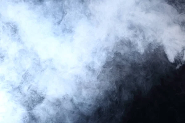 Dense Fluffy Puffs White Smoke Fog Black Background Abstract Smoke — стокове фото