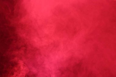 Red Dense Fluffy Puffs of White Smoke and Fog on Black Background, Abstract Smoke Clouds, All Movement Blurred, intention out of focus, and high low exposure contrast, copy space for text logo clipart