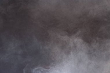 Siyah Arkaplanda Yoğun Tüy Duman ve Sis, Soyut Duman Bulutları, Tüm Hareketler Bulanık, Niyet Bulanık, Hedef Bulanık ve Yüksek Düşük Kontrastlı Kontrast, metin logosu için kopyalama alanı