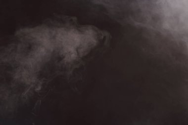 Siyah Arkaplanda Yoğun Tüy Duman ve Sis, Soyut Duman Bulutları, Tüm Hareketler Bulanık, Niyet Bulanık, Hedef Bulanık ve Yüksek Düşük Kontrastlı Kontrast, metin logosu için kopyalama alanı