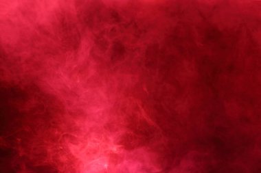 Red Dense Fluffy Puffs of White Smoke and Fog on Black Background, Abstract Smoke Clouds, All Movement Blurred, intention out of focus, and high low exposure contrast, copy space for text logo clipart