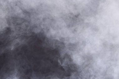 Siyah Arkaplanda Yoğun Tüy Duman ve Sis, Soyut Duman Bulutları, Tüm Hareketler Bulanık, Niyet Bulanık, Hedef Bulanık ve Yüksek Düşük Kontrastlı Kontrast, metin logosu için kopyalama alanı