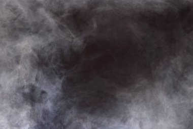 Siyah Arkaplanda Yoğun Tüy Duman ve Sis, Soyut Duman Bulutları, Tüm Hareketler Bulanık, Niyet Bulanık, Hedef Bulanık ve Yüksek Düşük Kontrastlı Kontrast, metin logosu için kopyalama alanı