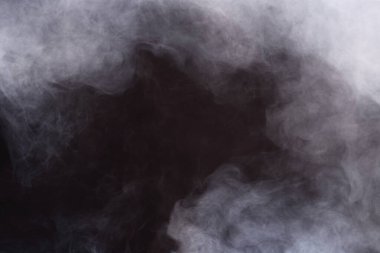 Siyah Arkaplanda Yoğun Tüy Duman ve Sis, Soyut Duman Bulutları, Tüm Hareketler Bulanık, Niyet Bulanık, Hedef Bulanık ve Yüksek Düşük Kontrastlı Kontrast, metin logosu için kopyalama alanı