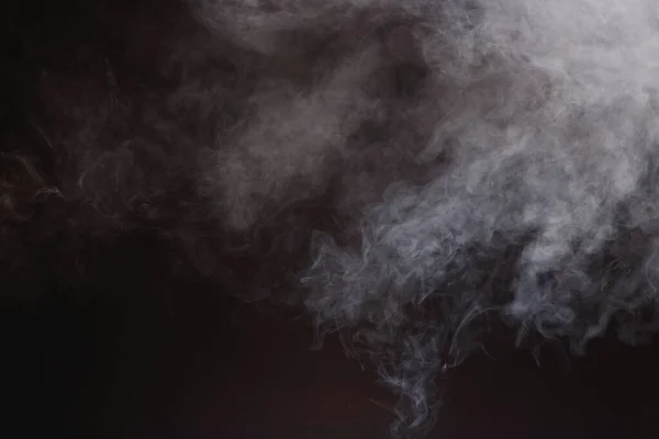 Dense Fluffy Puffs White Smoke Fog Black Background Abstract Smoke — стокове фото