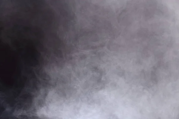 Dense Fluffy Puffs White Smoke Fog Black Background Abstract Smoke — стокове фото