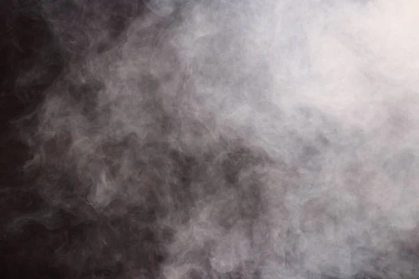 Dense Fluffy Puffs White Smoke Fog Black Background Abstract Smoke — Stock Photo, Image