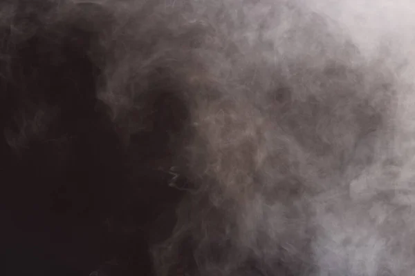 Dense Fluffy Puffs White Smoke Fog Black Background Abstract Smoke — стокове фото