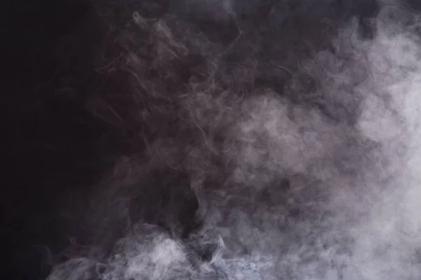 Dense Fluffy Puffs White Smoke Fog Black Background Abstract Smoke — Stock Photo, Image