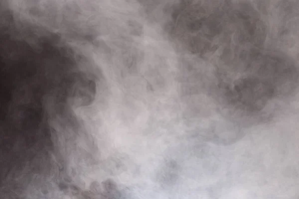 Gęste Puszyste Puszki Białego Dymu Mgły Czarnym Tle Abstrakcyjne Chmury — Zdjęcie stockowe
