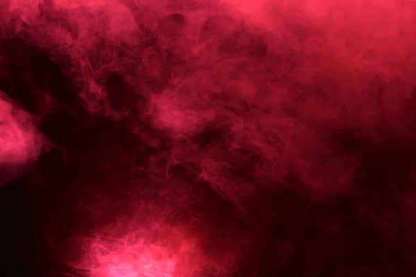 Red Dense Fluffy Puffs White Smoke Fog Black Background Nuvens — Fotografia de Stock