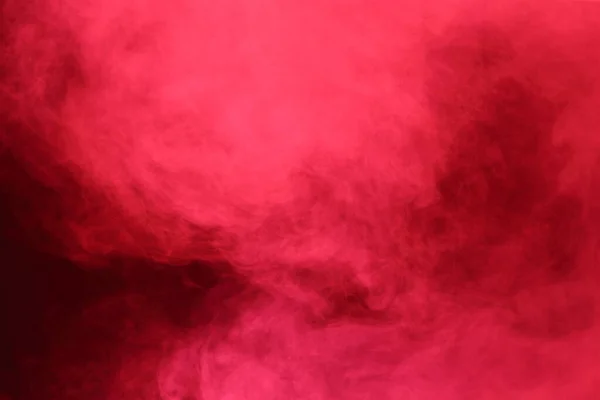 Red Dense Fluffy Puffs White Smoke Fog Black Background Nuvens — Fotografia de Stock
