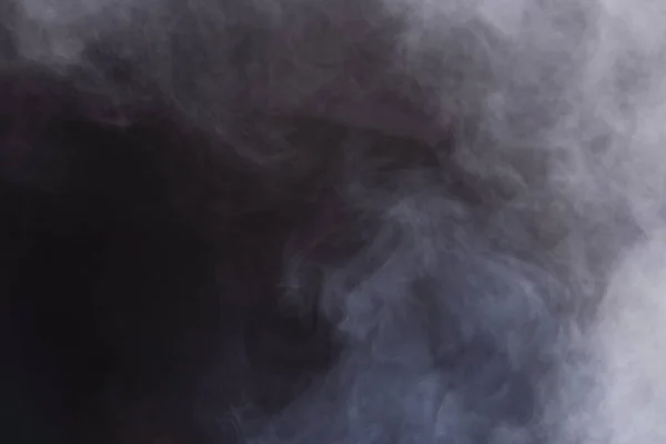 Dense Fluffy Puffs White Smoke Fog Black Background Abstract Smoke — Stock Photo, Image