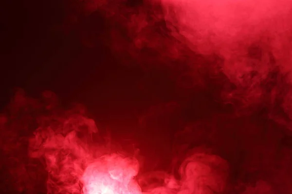 Red Dense Fluffy Puffs White Smoke Fog Black Background Nuvens — Fotografia de Stock