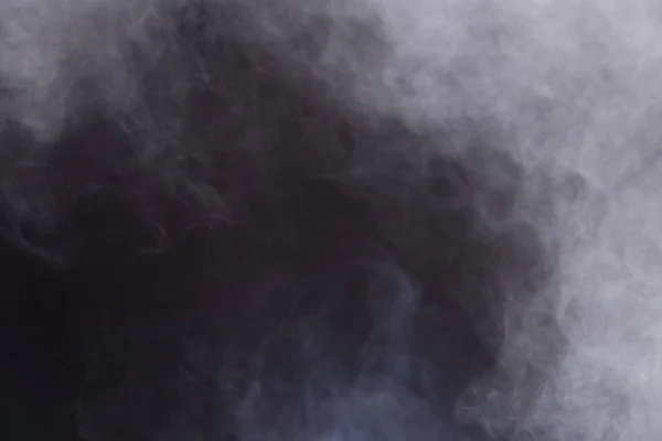 Dense Fluffy Puffs White Smoke Fog Black Background Abstract Smoke — стокове фото