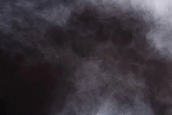 Dense Fluffy Puffs White Smoke Fog Black Background Abstract Smoke — Stock Photo, Image